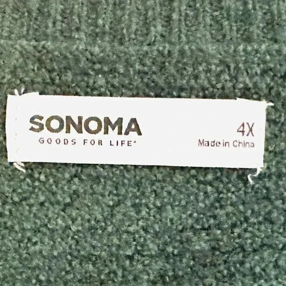 NWT SONOMA Women Long Sleeve Pullover V-Neck Green Knit Cotton Sweater Size 4X - Picture 12 of 14